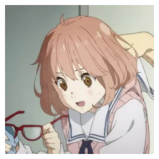 🏩 6e494ee7 Mirai Kuriyama Beyond the Boundary Anime, Ragazza, Occhiali, Carina telegram sticker