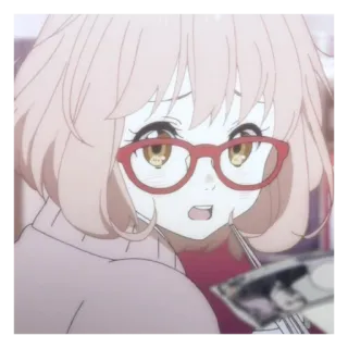 🐁 a5d84b80 Mirai Kuriyama Beyond the Boundary Anime, Ragazza, Occhiali, Carino, Personaggio, Oltre il confine telegram sticker