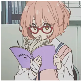 🕸 bae21e09 SHIBABITO Anime, Ragazza, Leggere, Libro, Occhiali telegram sticker