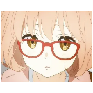 🦴 c1dd0071 Mirai Kuriyama Kyoukai no Kanata Anime, Ragazza, Occhiali, Carino, Kawaii telegram sticker