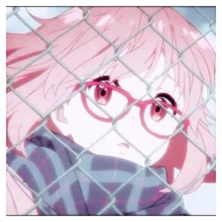 ✂️ dc58f6e2 Anime, Ragazza, Occhiali, Carina, Rosa, Recinto telegram sticker
