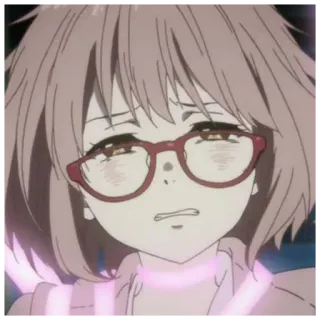 🔪 f52d4304 Mirai Kuriyama Beyond the Boundary Anime, Triste, Occhiali, Carina, Ragazza, Mirai Kuriyama, Beyond the Boundary telegram sticker