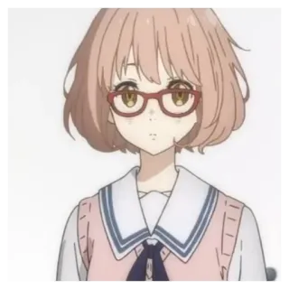 🍽 fe928dcb Mirai Kuriyama Kyoukai no Kanata Anime, Ragazza, Occhiali, Mirai Kuriyama, Kyoukai no Kanata telegram sticker