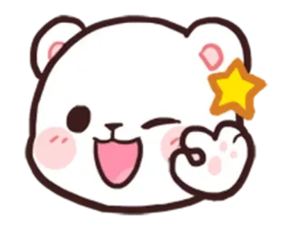 😉 72e1def2 bear, cute, star, wink, happy, kawaii telegram sticker