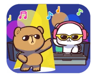 🕺 cca0a25c fofo, animais, urso, coelho, música, dança, desenho animado whatsapp sticker