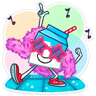 💃 02ef1d46 牛奶盒, 卡通, 跳舞, 派对, 音乐, 乐趣, 动画, 贴纸 telegram sticker