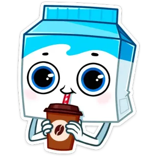☕️ 09dc17f1 牛奶盒, 咖啡, 卡通, 可爱, 饮料, 饮品 telegram sticker
