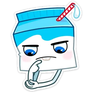 ☹️ 0d2e8601 牛奶, 卡通, 可爱, 饮料, 牛奶盒, 角色, 食物 telegram sticker