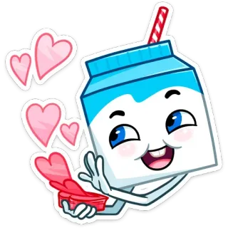 🥰 1ecfb94f 牛奶, 纸盒, 可爱, 爱心, 爱, 卡哇伊, 卡通 telegram sticker