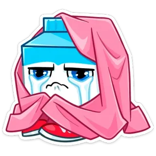 😭 572e2301 牛奶盒, 哭泣, 悲伤, 情绪, 卡通, 食物 telegram sticker
