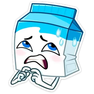 😰 669d4f78 牛奶盒, 害怕, 焦虑, 卡通, 乳制品, 表情 telegram sticker
