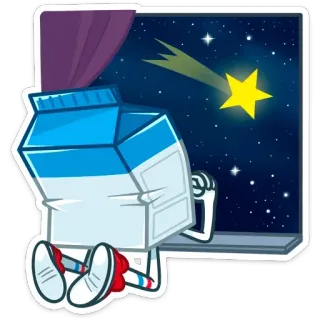 🌃 67b5bd8d 牛奶盒, 窗户, 星星, 夜晚, 卡通, 可爱 telegram sticker