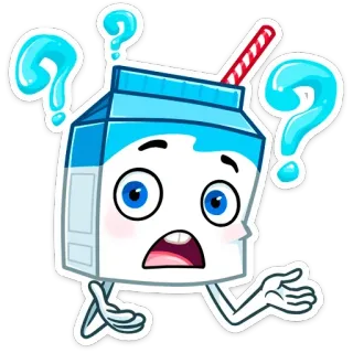 ❓ 6a9680a0 牛奶, 卡通, 问题, 困惑, 饮料, 不确定 telegram sticker