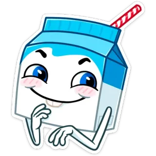 ☺️ a0945cd0 牛奶, 纸盒, 卡通, 可爱, 饮料 telegram sticker