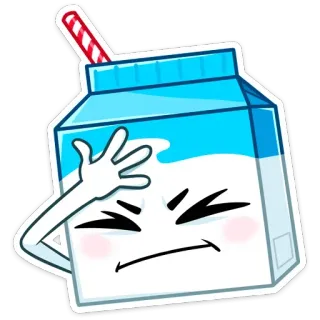 🤦‍♀️ bacb4b5f 牛奶盒, 捂脸, 牛奶, 吸管, 卡通, 表情符号 telegram sticker
