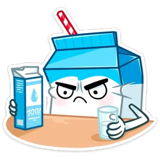 😡 c46dd762 100% 牛奶盒, 饮料, 饮品, 卡通, 食物, 生气, 百分百 telegram sticker