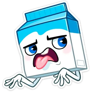 🥴 df913a18 牛奶, 牛奶盒, 卡通, 食物, 饮料, 表情, 角色 telegram sticker