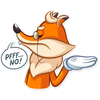 ✋ 1d7657fa PFFF... NO! สุนัขจิ้งจอก, แว่นตาข้างเดียว, การ์ตูน, สีหน้า, ไม่, ประชดประชัน, อารมณ์เสีย, ไม่เห็นด้วย telegram sticker