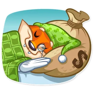 😴 65cbdfcd สุนัขจิ้งจอก, เงิน, นอนหลับ, ความมั่งคั่ง, การ์ตูน, ดอลลาร์, รวย, กระเป๋า, ฝัน telegram sticker