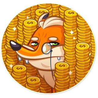 😑 ec88a60e สุนัขจิ้งจอก, เหรียญ, ความมั่งคั่ง, แว่นตาข้างเดียว, เงิน, รวย telegram sticker