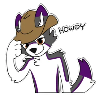 👨 37176fdd HOWDY furry, chó sói, cao bồi, Howdy, mũ, miền tây telegram sticker