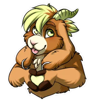 ❤ 0826ca8b autocollant, furry, dessin animé, chèvre, coeur telegram sticker