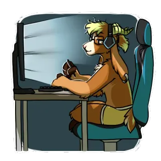 🖊 7258c441 Furry, Gamer, Anthropomorphe, Jeu vidéo, Ordinateur, Casque telegram sticker