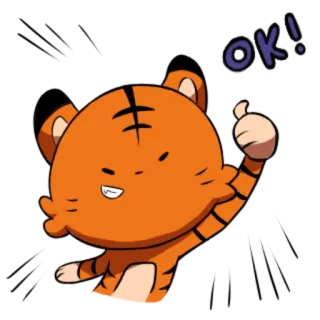 🐯 22f0188d OK! เสือ, โอเค, ยกนิ้วโป้ง, สัตว์, การ์ตูน telegram sticker