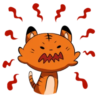 🐯 5352a077 เสือ, โกรธ, การ์ตูน, สัตว์, แมว, อารมณ์ telegram sticker