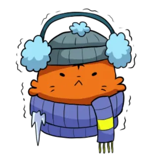 🐯 d311b194 แมว, ฤดูหนาว, ผ้าพันคอ, ที่ครอบหู, น่ารัก, การ์ตูน telegram sticker