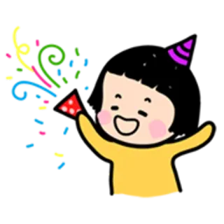 👧 407daa22 celebración, fiesta, confeti, dibujos animados, niño, festivo telegram sticker