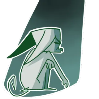😔 b19c3930 triste, solo, elfo, cartone animato, personaggio, seduto, arrabbiato telegram sticker
