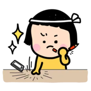 😠 09046665 Cartoon, wütend, Büro, Schreibtisch, Bleistift, frustriert, Cartoonfigur whatsapp sticker