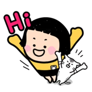 👋 0e650f4e Hi Cartoon, Süß, Gruß, Hallo, Katze, Mädchen whatsapp sticker
