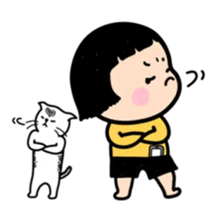 😤 d5066621 Cartoon, Katze, Mädchen, Einstellung, Verschränkte Arme, Uneinigkeit whatsapp sticker