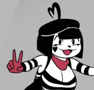 ✌️ 2fabfa4b mime, dessin animé, paix, béret, coeur whatsapp sticker