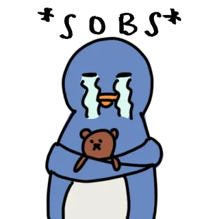 😭 380872b4 sad, crying, penguin, teddy bear, emotional, cartoon whatsapp sticker