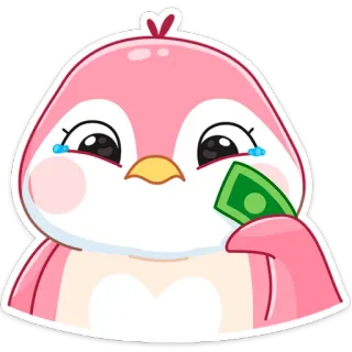 😢 02bce499 鳥, お金, 泣く, 可愛い, ピンク telegram sticker