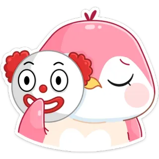 🤡 53580c10 ピエロ, マスク, ピンク, 漫画, 鳥 telegram sticker