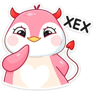 😈 558f09b8 XEX 悪魔, ピンク, アニメ, かわいい, ペンギン, ステッカー, XEX telegram sticker