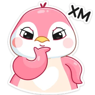 🤔 a91bdf2f XM ピンク, ペンギン, かわいい, 漫画 telegram sticker