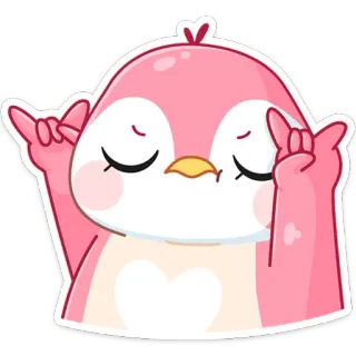 🤟 cfe39047 かわいい, ペンギン, カワイイ, 動物, ステッカー, ピンク telegram sticker
