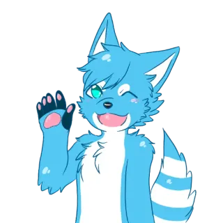 😀 20cec6a5 Furry, Anthro, Binatang, Lucu, Kartun, Melambai, Ramah telegram sticker