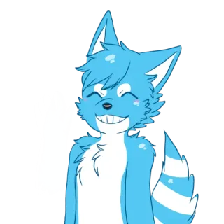 😊 314f14e6 Furry, Antropomorfik, Binatang, Kartun, Melambai, Biru telegram sticker