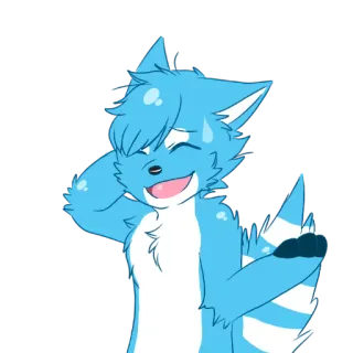 😅 7b909c74 Furry, Binatang, Antropomorfik, Kartun, Lucu, Berkeringat, Biru, Karakter telegram sticker
