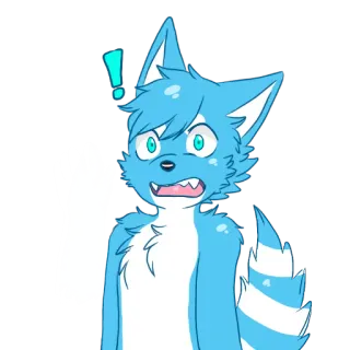😲 87a423fb furry, binatang, kartun, karakter, tanda seru, biru, gestur telegram sticker