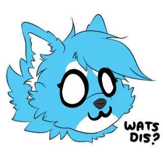 👀 8b2b263c WATS DIS? Kartun, Binatang, Furry, Pertanyaan, Lucu, Biru telegram sticker