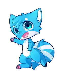 😁 bdaab40e Kartun, Binatang, Rubah, Biru, Lucu, Chibi, Karakter, Furry telegram sticker