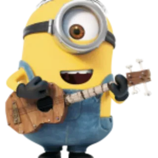 😀 3cda3a9b Minion Despicable Me Minion, Gitarre, Cartoon, Figur, Gelb, Musik telegram sticker
