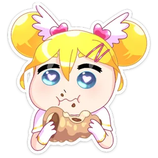 🍪 142b4149 cartoon, anime, cute, eating, donut, kawaii, adorable, character whatsapp sticker